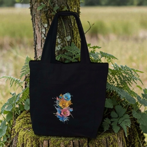 Duża torba na ramię z kwiatowym haftem