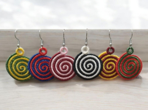 Kolczyki spiralki czerwono granatowe Kolczyki spiralki czerwono granatowe